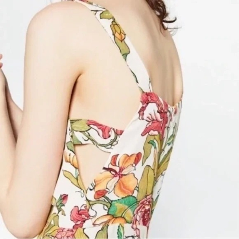 Zara Woman Floral Jumpsuit Wide Leg Romantic Strappy Romper / Size M - Picture 5 of 14